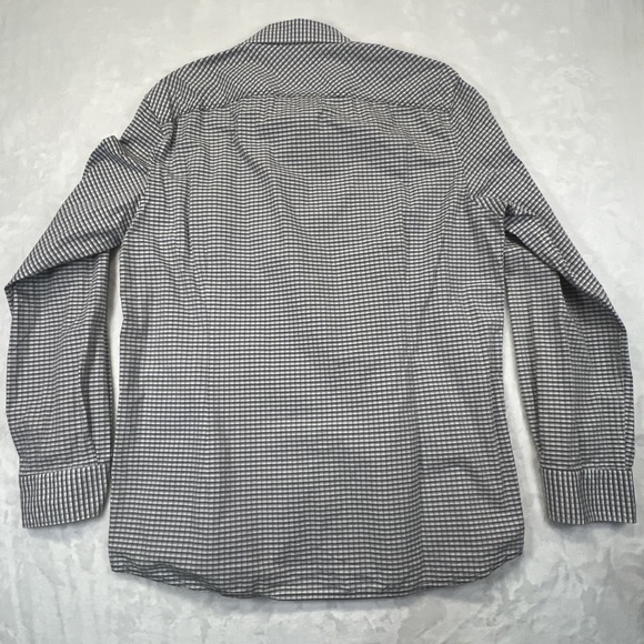 Kenneth Cole Awearness Men's Blue Gray Button Front 17.5 34/35 Non Iron Slim Fit - Picture 7 of 7